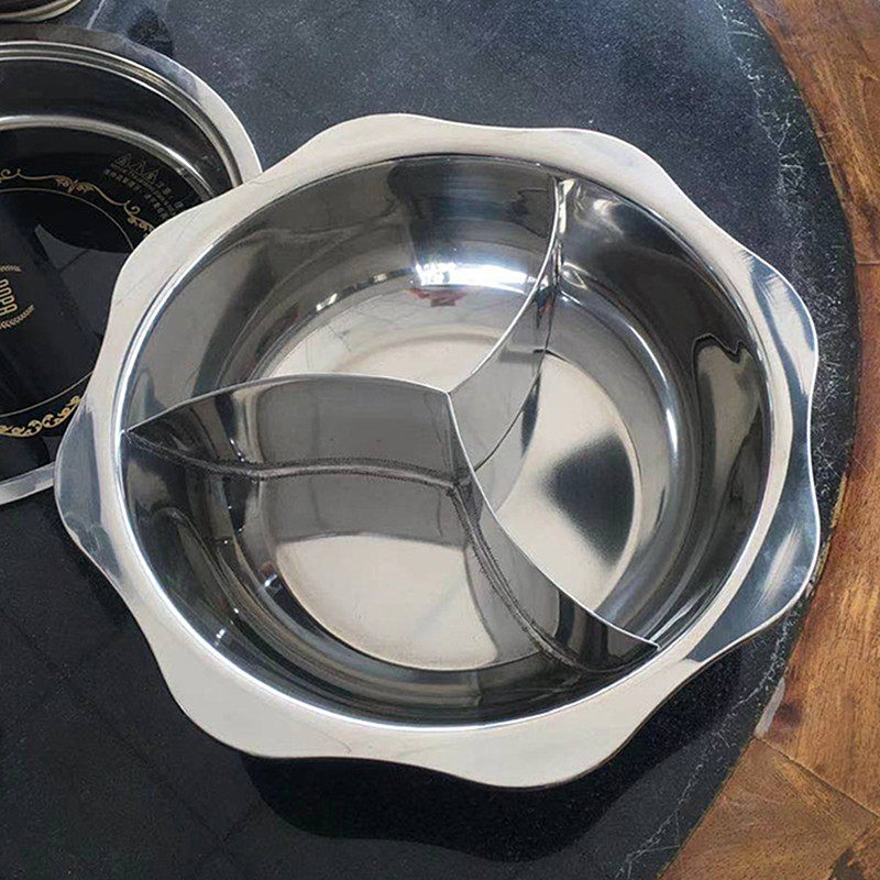Three-grid mandarin pot commercial domestic induction cooker Hot Pot Pan pot Carbon Large-capacity Family with Hotpot Boiling Electric Hot Pot