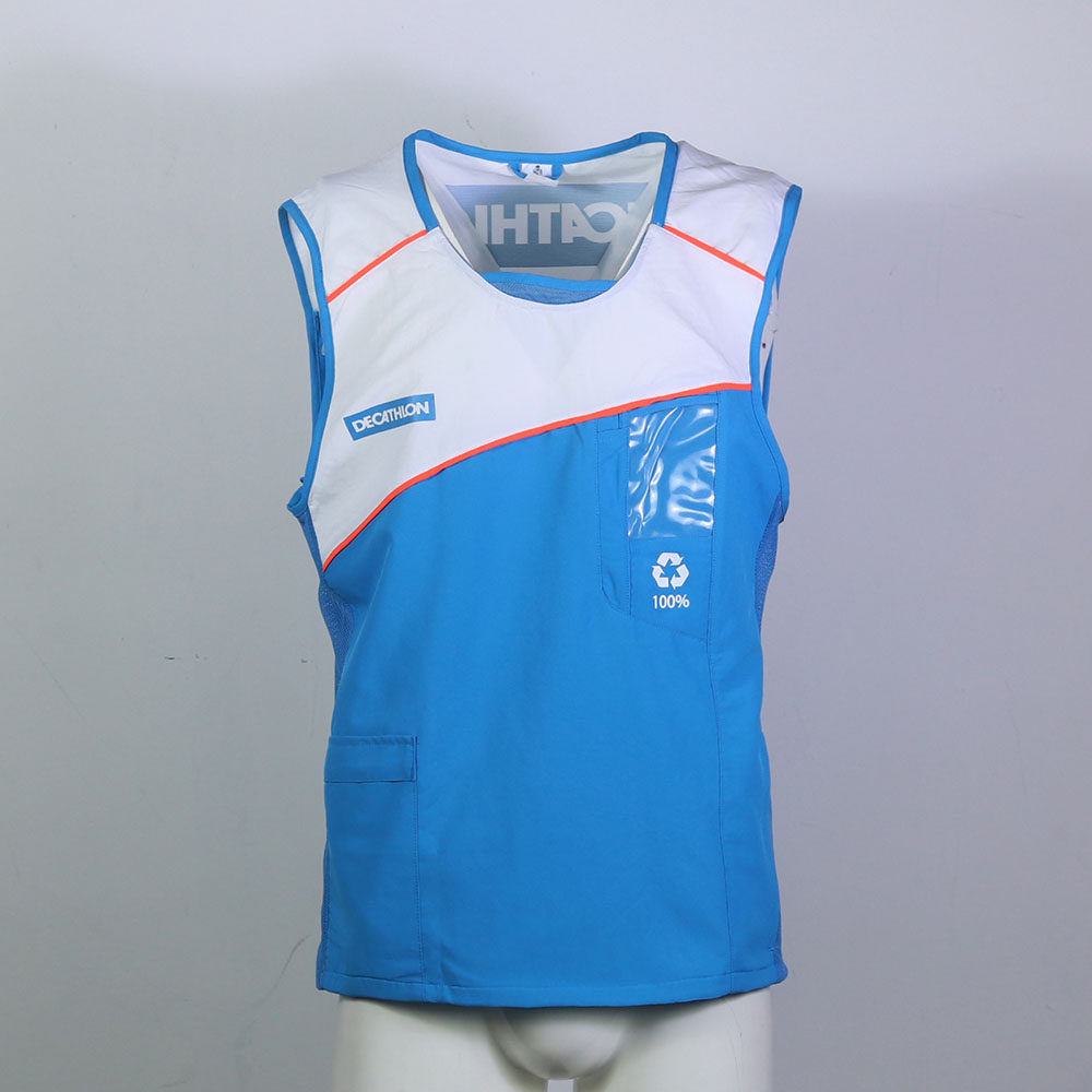 Multi-function sports quick-drying breathable mesh side-opening multi-bag tooling vest can be used as a collar flag shirt for men and women