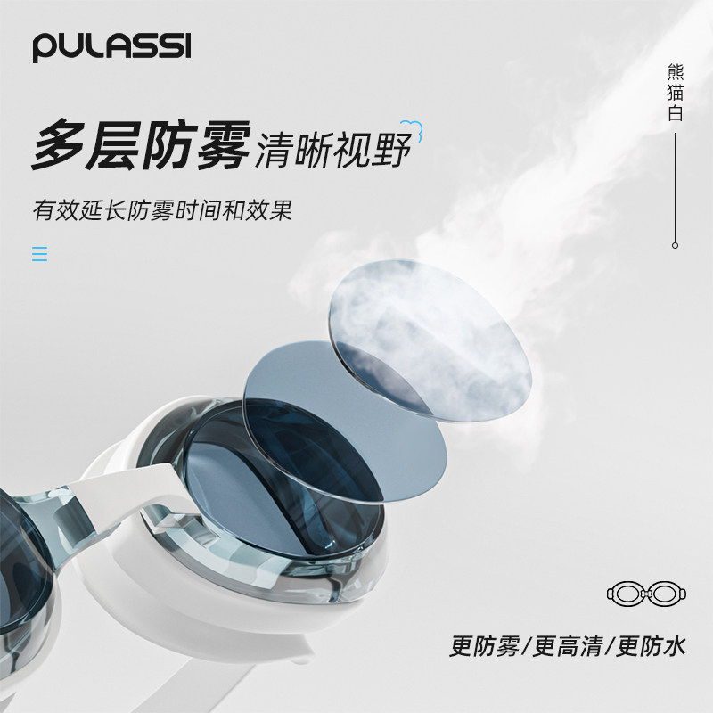 pulassi泳镜女带度数高清防雾防水游泳专用套装泳帽近视游泳眼镜 2