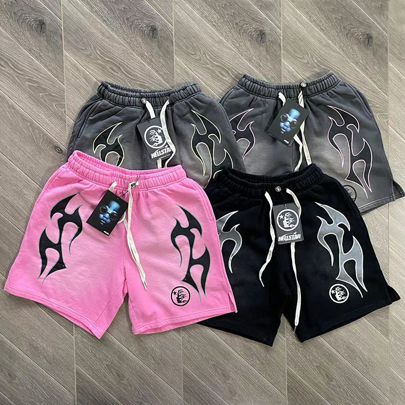 Hellstar Studios Shorts ins Same Style European and American Trendy Brand Casual Sports Unisex Washed Shorts