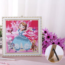 Childrens dot painting large size 25*25cm Handmade framed creative white gold diamond painting diy gift set