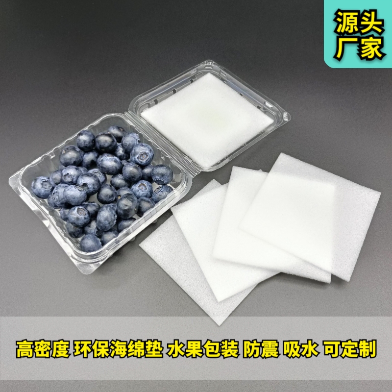 Blueberry Eco-Friendly Thin Sponge Pad, Special Pad for Fruits Like Peaches, Strawberry and Lychee, Anti-Damage Protection Pad, Absorbent Sponge