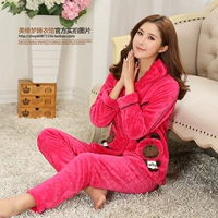 Vận chuyển đích thực Phụ nữ mùa thu và mùa đông dày lên phụ nữ trẻ trung và trung niên đồ ngủ thu đông cho nữ