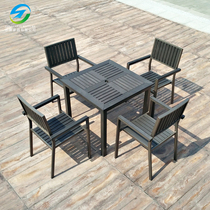 Outdoor tables and chairs Balcony Leisure tables and chairs combination Garden sub-terrace WPC anti-corrosion wood Cast aluminum open-air outdoor tables and chairs