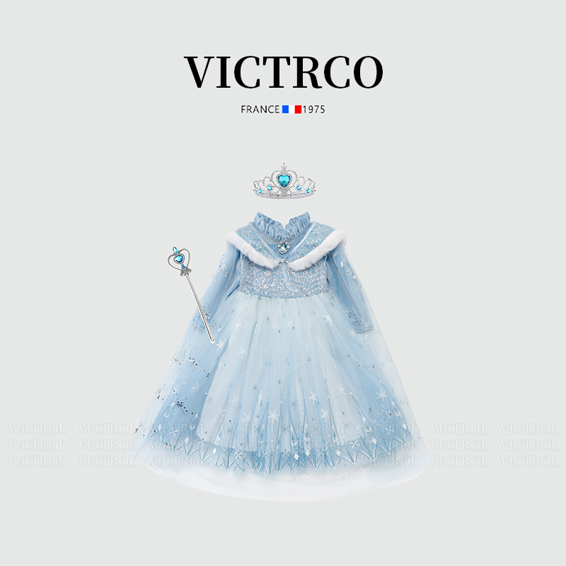 Halloween Girls' Dress Autumn and Winter Authentic Elsa Princess Dress Frozen Elsa Children's Birthday Costume Halloween Girls' Dress Autumn and Winter Authentic Elsa Princess Dress Frozen Elsa Children's Birthday Costume