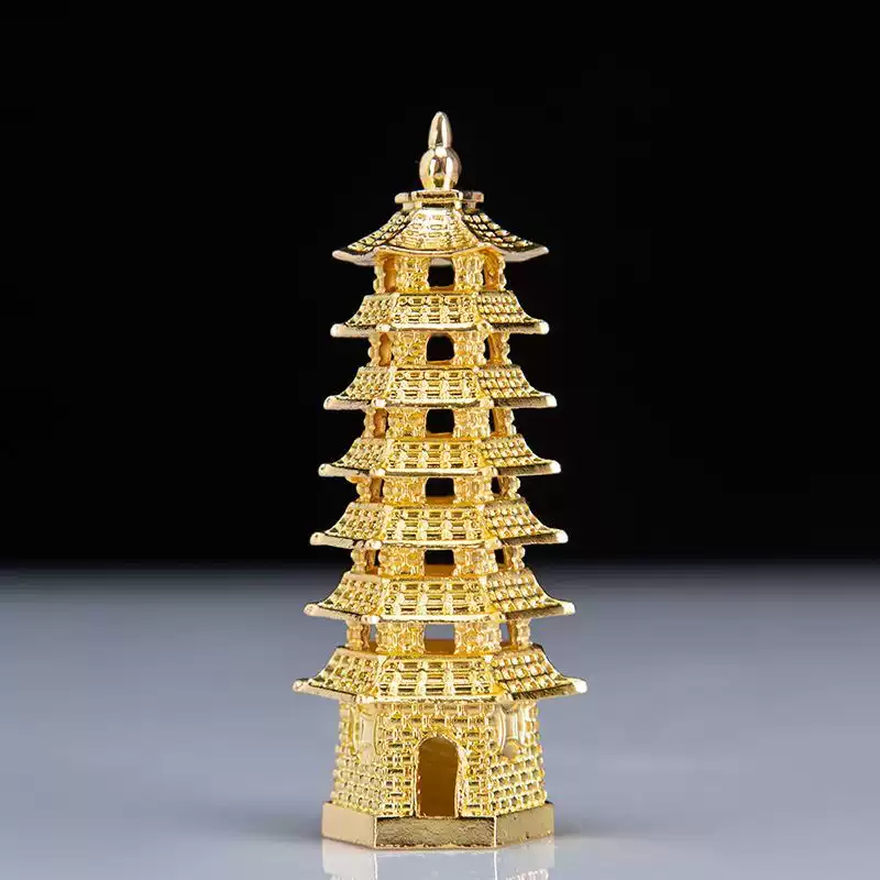 託塔李天王七層寶塔七寶玲瓏塔李靖配件合金塔合金蓮花法器配件-淘寶