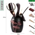 Trà đạo Sáu quý ông đặt Bộ trà Kung Fu Bộ trà tre Clip trà gỗ rắn Công cụ pha trà Ebony Garden Tea Spoon