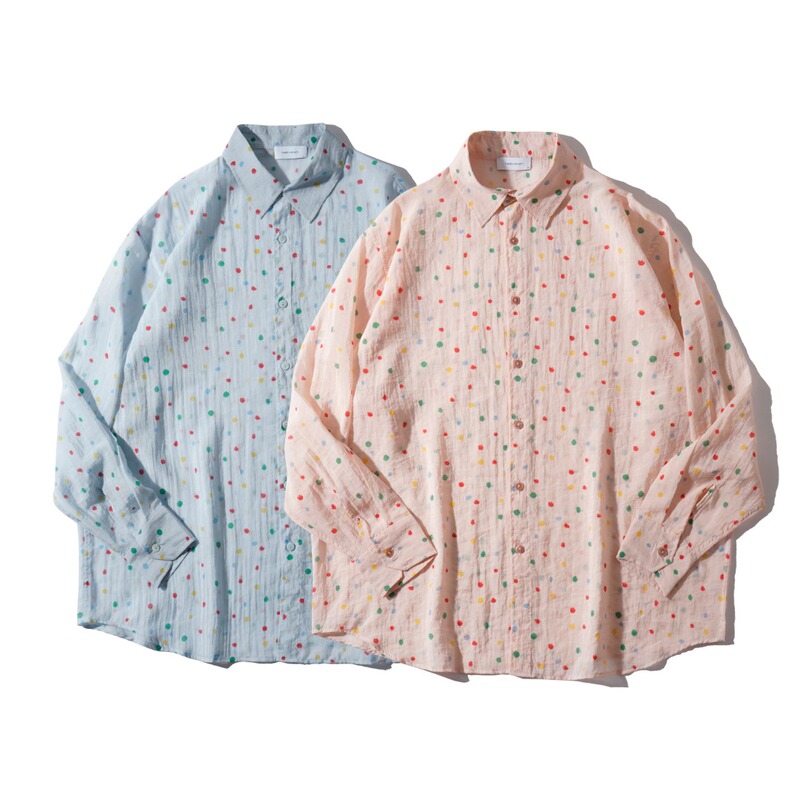Timesinfinity Summer Colorful Polka Dot Lightweight Loose Sun Protection Shirt for Men and Women, Fun 615321