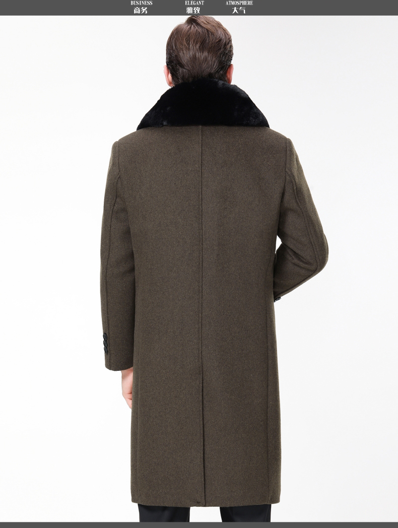 Áo len len mùa thu và mùa đông Pierre Cardin nam dày trung niên cashmere áo gió dài qua đầu gối bố áo khoác phao nam