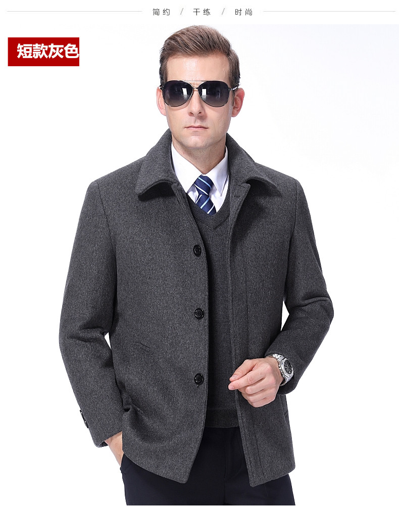 Pierre Cardin mùa thu và mùa đông mới áo len trung niên nam dài phần cashmere dày áo khoác nam cha áo - Áo len áo khoác len nam