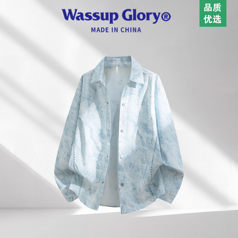 Wassup Glory Tie-Dye Long-Sleeved Shirt for Men, Autum Lapel Loose Casual Top, Design Full-Print Jacket Wassup Glory Tie-Dye Long-Sleeved Shirt for Men, Autum Lapel Loose Casual Top, Design Full-Print Jacket