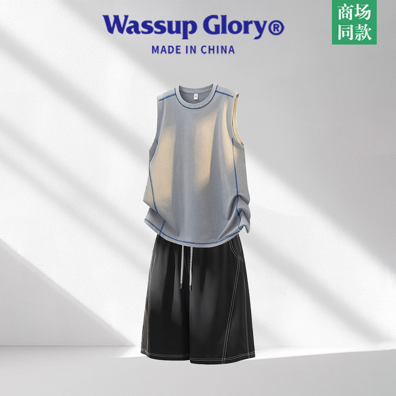Wassup Glory Sleeveless Vest Suit for Men, Summer Sports and Casual Wear, a Set of Men's Clothing That Looks Handsome Wassup Glory Sleeveless Vest Suit for Men, Summer Sports and Casual Wear, a Set of Men's Clothing That Looks Handsome
