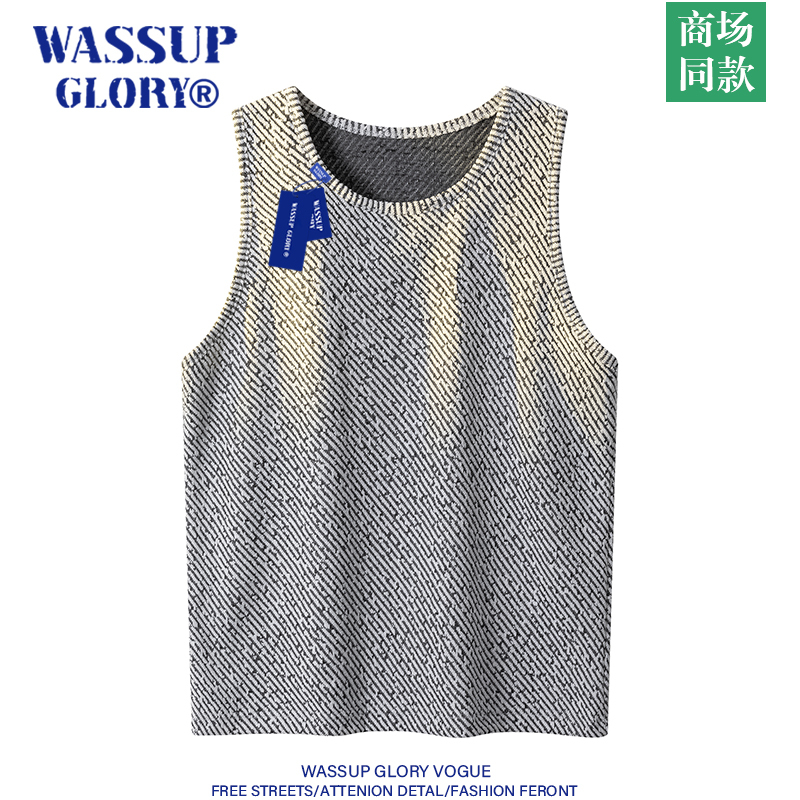 Wassup Glory Black and White Striped Vest Men's High-End Summer American Retro Sleeveless Top T-Shirt Wassup Glory Black and White Striped Vest Men's High-End Summer American Retro Sleeveless Top T-Shirt