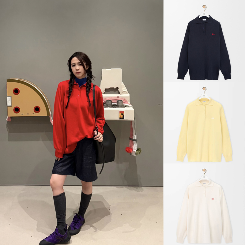 Xiaopang Genuine Loewe 26Ss Women's Cashmere Silk Blend Polo Sweater S540Y14Khj