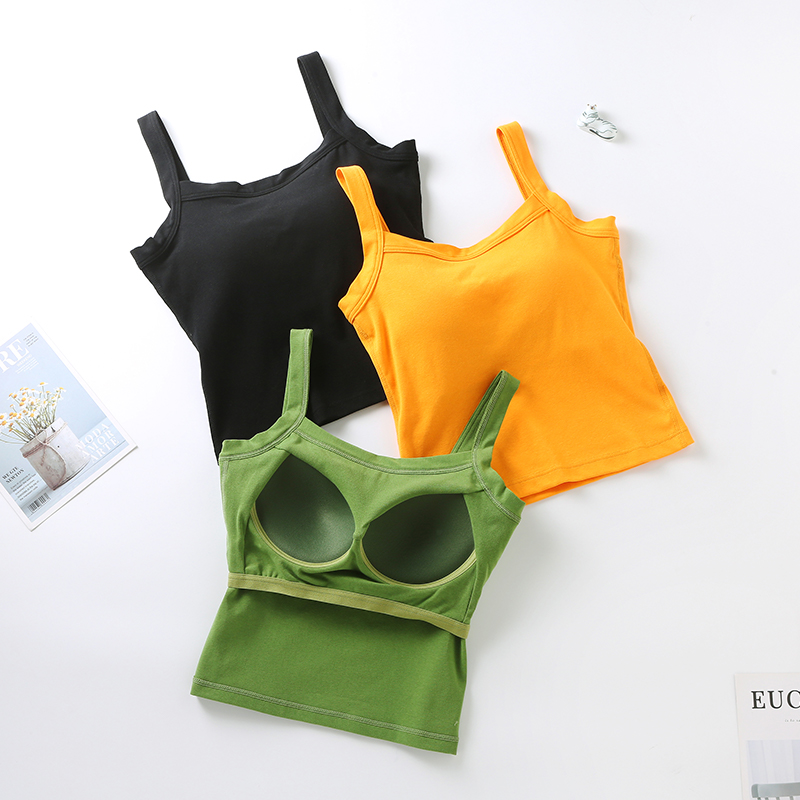 Pure cotton beauty back straps chest pad one-piece bra vest net red sexy underwear square collar bottoming female summer