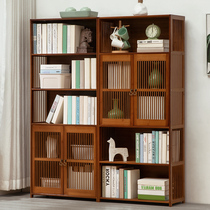 Chinese bookcase floor-to-ceiling shelf with door simple bookshelf European living room solid wood childrens storage student simple