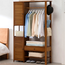Simple solid wood entrance coat rack Floor hanger Bedroom clothes cabinet Household storage and finishing rack