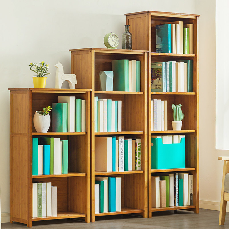 Simple solid wood floor-to-ceiling bookshelf rack storage cabinet home modern minimalist multi-storey bedroom bookcase saves space