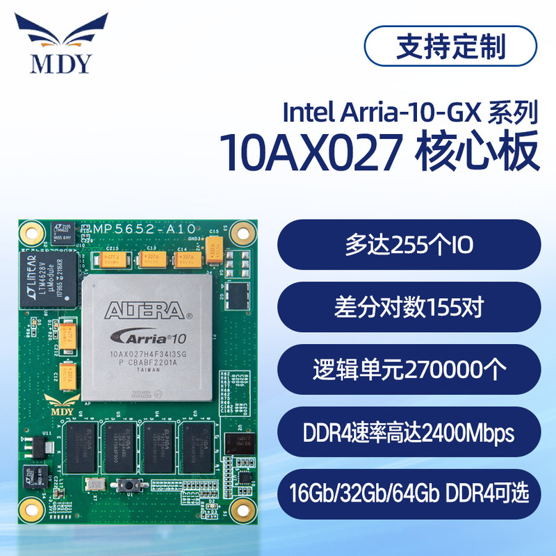 Intel Arria 10 Gx 10Ax027 Fpga Core Board Sfp+ Optical Port Ddr4 High-Speed Processing System Intel Arria 10 Gx 10Ax027 Fpga Core Board Sfp+ Optical Port Ddr4 High-Speed Processing System