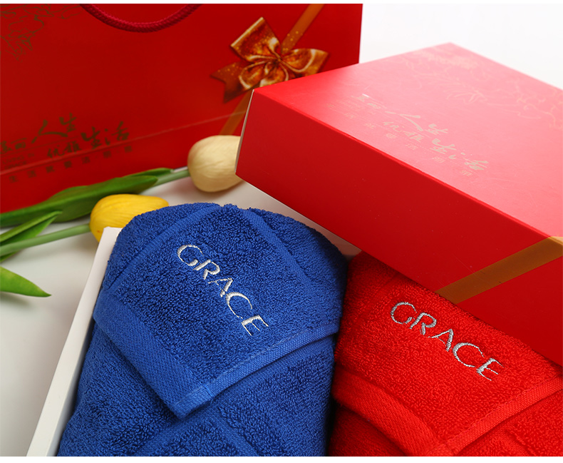 Khăn quà tặng Jie Liya Chất liệu cotton mềm thấm nước thấm ướt khăn mặt 2 món quà cưới - Khăn tắm / áo choàng tắm khăn rửa mặt