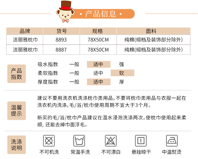 Jie Li Ya Gối Cotton dày để tăng hoạt hình dễ thương thấm nước mềm mại bốn mùa khăn gối thoáng khí khăn gối