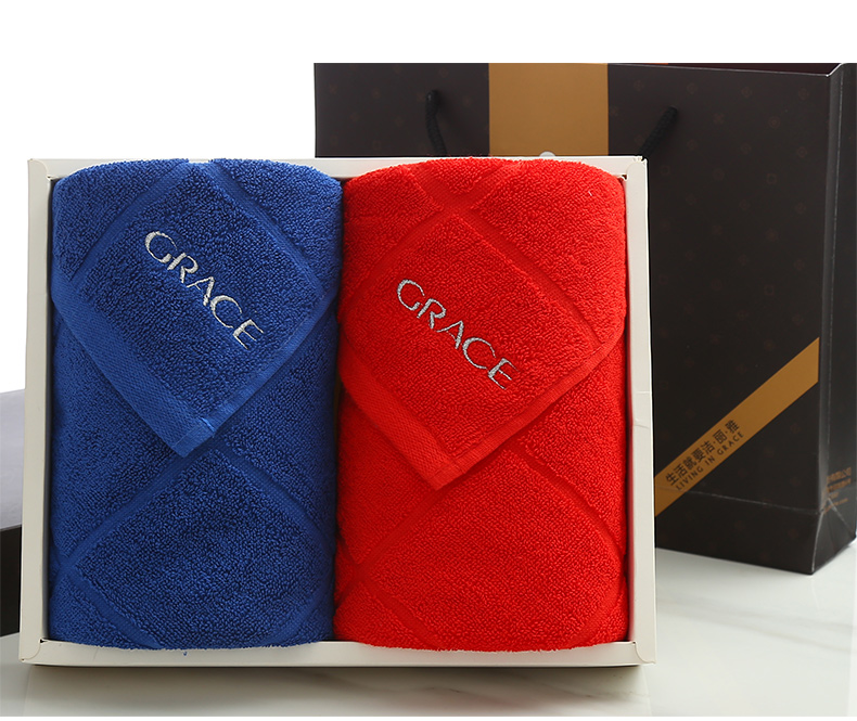 Khăn quà tặng Jie Liya Chất liệu cotton mềm thấm nước thấm ướt khăn mặt 2 món quà cưới - Khăn tắm / áo choàng tắm khăn rửa mặt