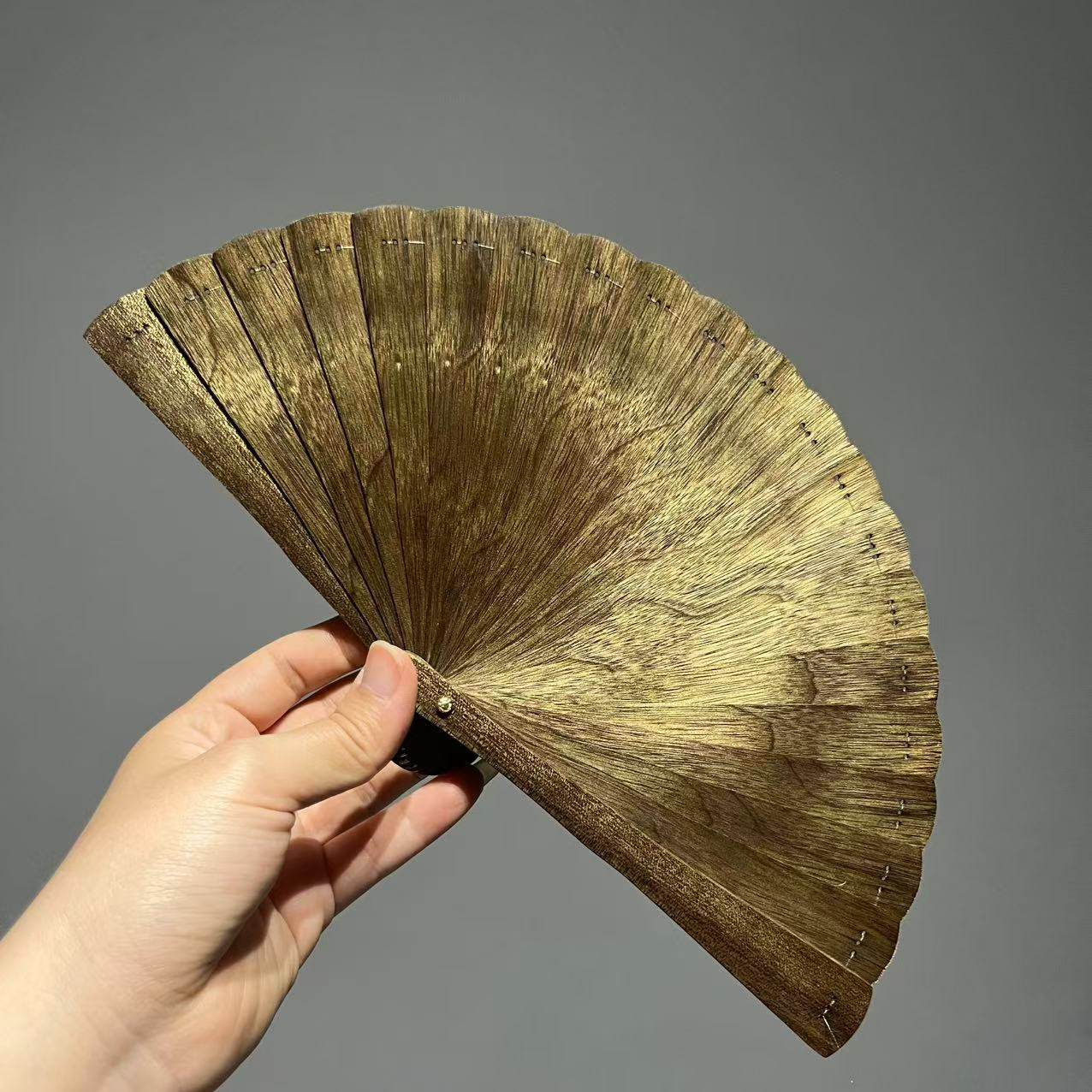 金丝楠木扇子古风折扇苏扇随身便携15cm小尺寸16夏天日用黑金老料