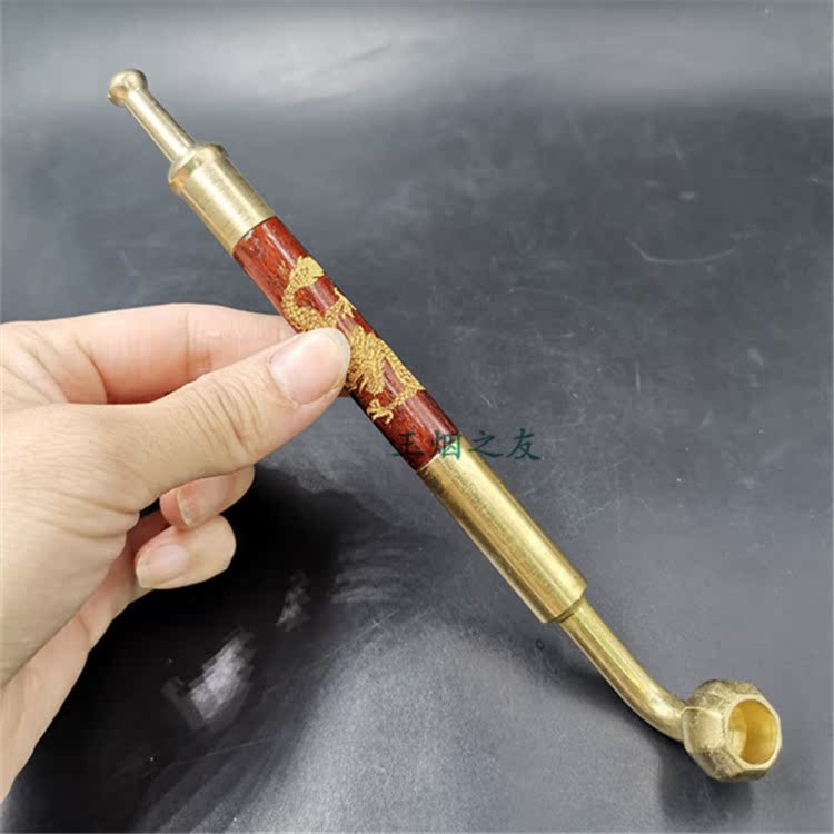 Solid wood Tobacco Smoke Bag Pan Dry Smoke Bag Leaves Smoke Bucket Dry Smoke Rod Brass Cigarette Holder Smoking Gun Smoke