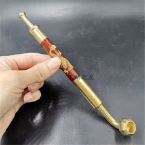 Solid Wood Smoke Rod Smoke Bag Pan Dry Smoke Bag Leaf Smoke Bucket Dry Smoke Rod Brass Cigarette Holder Smoke Bucket Mouthlit Cigarette