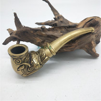 Retro Brass Smoke Bucket Dragon Engraving Dry Cigarette Bag Large Nest Mens Ancient Play Smoke With Chinese Wind Sending Foreign Friends