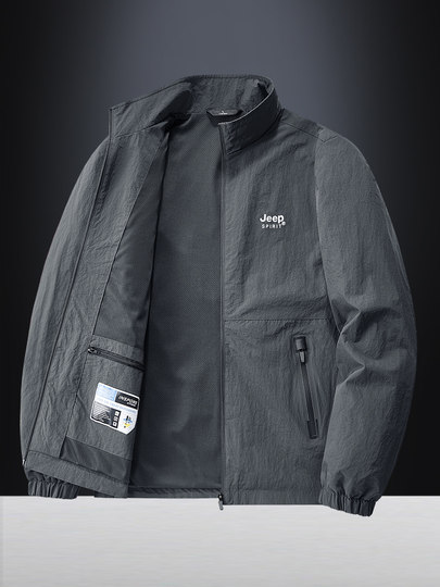 JEEP速干运动外套男士宽松休闲夹克春季百搭时尚商务行政上衣茄克