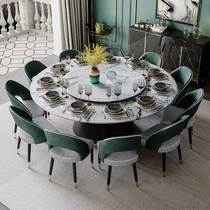 Nordic marble dining table with turntable size apartment 10 people round dining table Metal rotatable dining table and chair combination