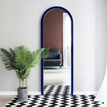  Fashion wall-side mirror arch Nordic full-length mirror Creative small door Simple fitting mirror Floor-to-ceiling mirror full-length mirror velvet edge