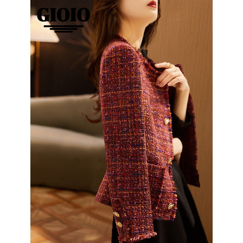 Authentic French Designer Rose Wool Tweed Jacket for Women, Soft Sunset Style, Chanel-Inspired Tweed Top