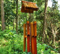 Natural wind bamboo and wood pipe music wind chimes pendant Indoor and outdoor bamboo art garden Japanese wind chimes Home decoration pendant