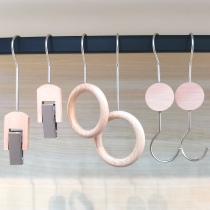 Clothing store wooden ring hook s hook Scarf rack Fabric sample display ring Childrens clothing store solid wood hanging clip S hook hanging