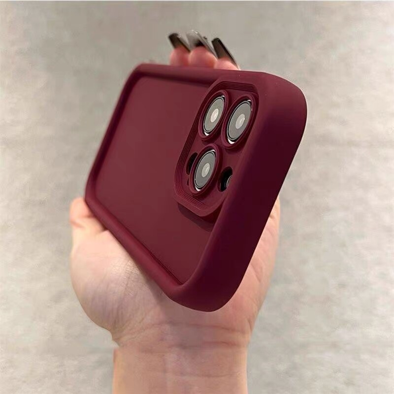 Plum Color New Model Suitable for Apple 15 Phone Case iPhone 14 Pro Max Soft Silicone 13 Couple Case 12 Unique Design 16 Niche High-End Feel 17 Pro Full Protection Anti-Drop XS Unisex 11 Cover