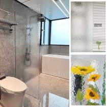 Glass half wall water corrugated cubic pre-embedded frameless partition Changhong tempered embossed glass sanitary toilet