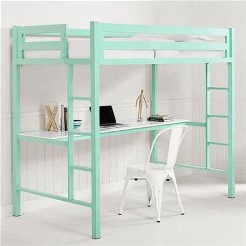 Upper Bed Lower Table Combination High Rack Bed Integrated Home Adult High And Low Bed Small Family Type Dormitory Children Iron Bed Frame Double