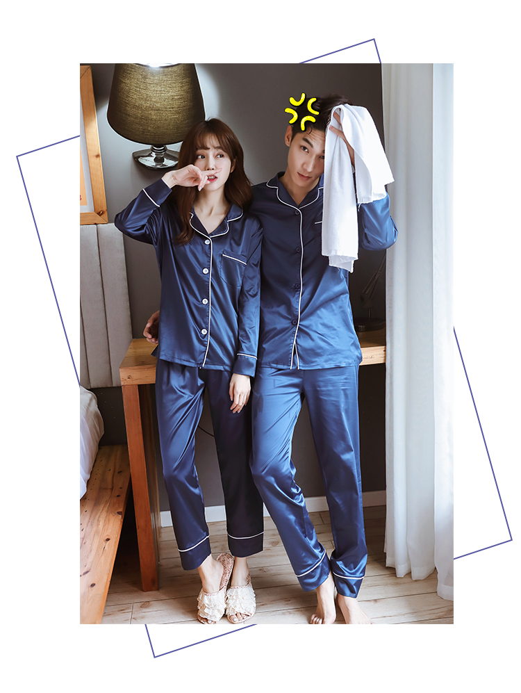Vài bộ đồ ngủ nam mùa hè băng lụa thanh niên dài tay lụa ladies home dịch vụ phần mỏng nightdress sexy dài tay phù hợp với mùa thu đồ ngủ nam