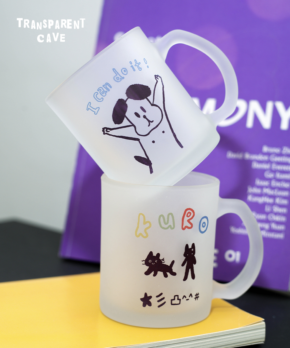 Transparent Cave Puppy Cat Frosted Glass Water Cup Love Dog Original Design