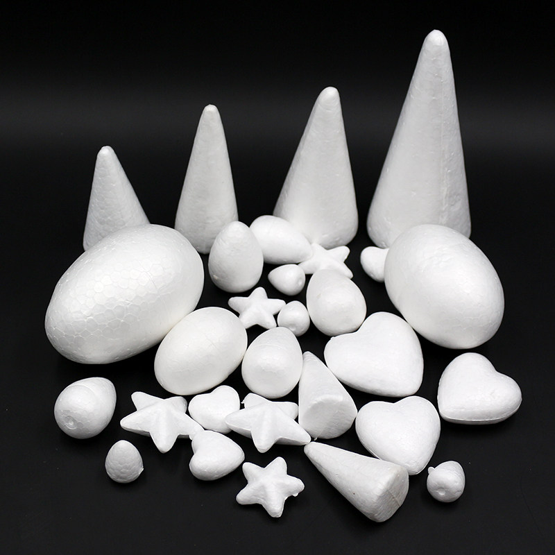 Styrofoam ball Cone Star Love Egg Type clay handmade DIY White solid filler foam ball