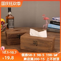 Retro tissue box home living room napkin paper box hotel restaurant solid wood paper box creative wooden storage box