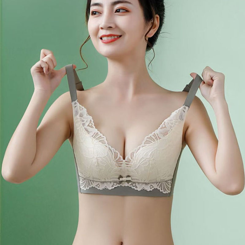 Latex Underwear Women's Small Chest Thickness Poly-Adjusted Type without scar No steel ring to receive Breast Bra Cover Thin and large breasted