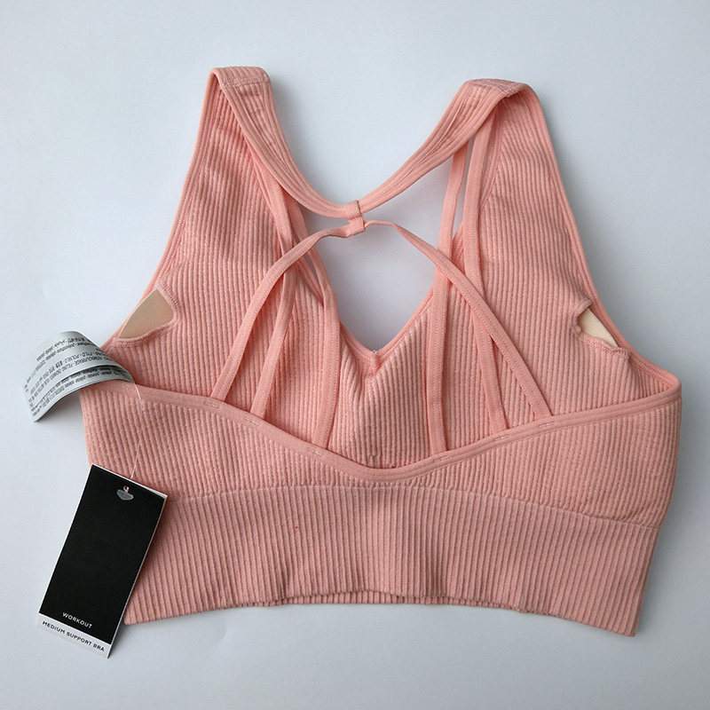 Break code clear~Comfortable sports bra Yoga underwear Medium high support shockproof fitness beauty back pink black running bra