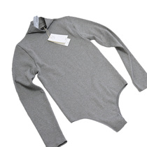 o home good long sleeve half high neck base shirt yoga fitness clothes sports T dance clothes solid color gray early autumn