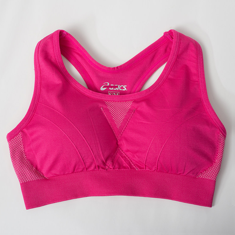 Special running shockproof sports bra Women's fitness underwear Medium and high support I-shaped vest Rose red no rim low