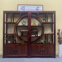 Old ship wood Solid wood floor-to-ceiling tea shelf display stand Living room screen Multi-treasure pavilion partition Zen decoration shelf