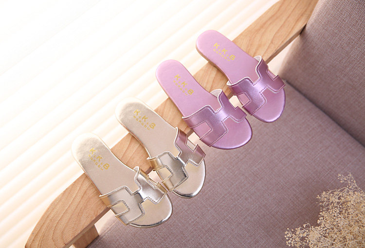 Pantoufles enfants en similicuir pour été - semelle tendon - Ref 987121 Image 7