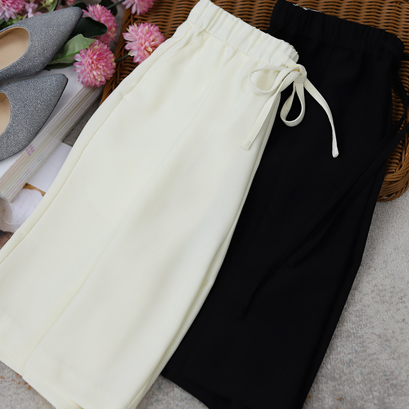 Various styles can be controlled Solid color elastic waist shorts women's summer casual high waist straight five-point pants
